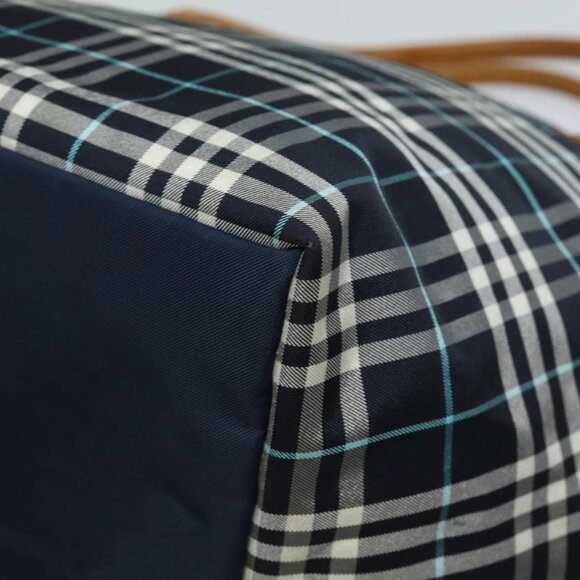 Burberrys Nova Check Blue Label Hand Bag Canvas Navy Auth ti1777 - Picture 5 of 16